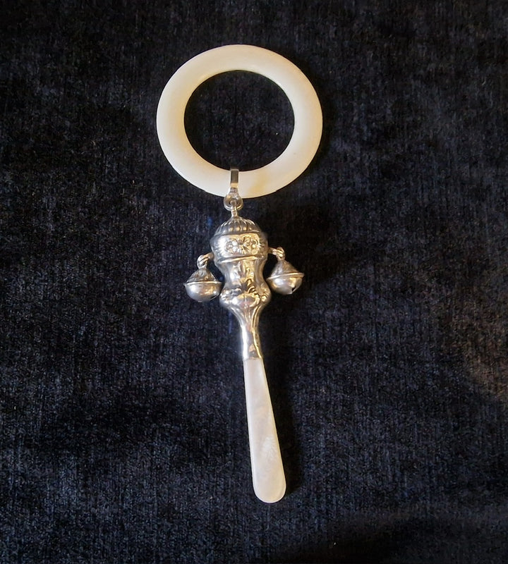 Antique Silver & Mother Of Pearl Rattle