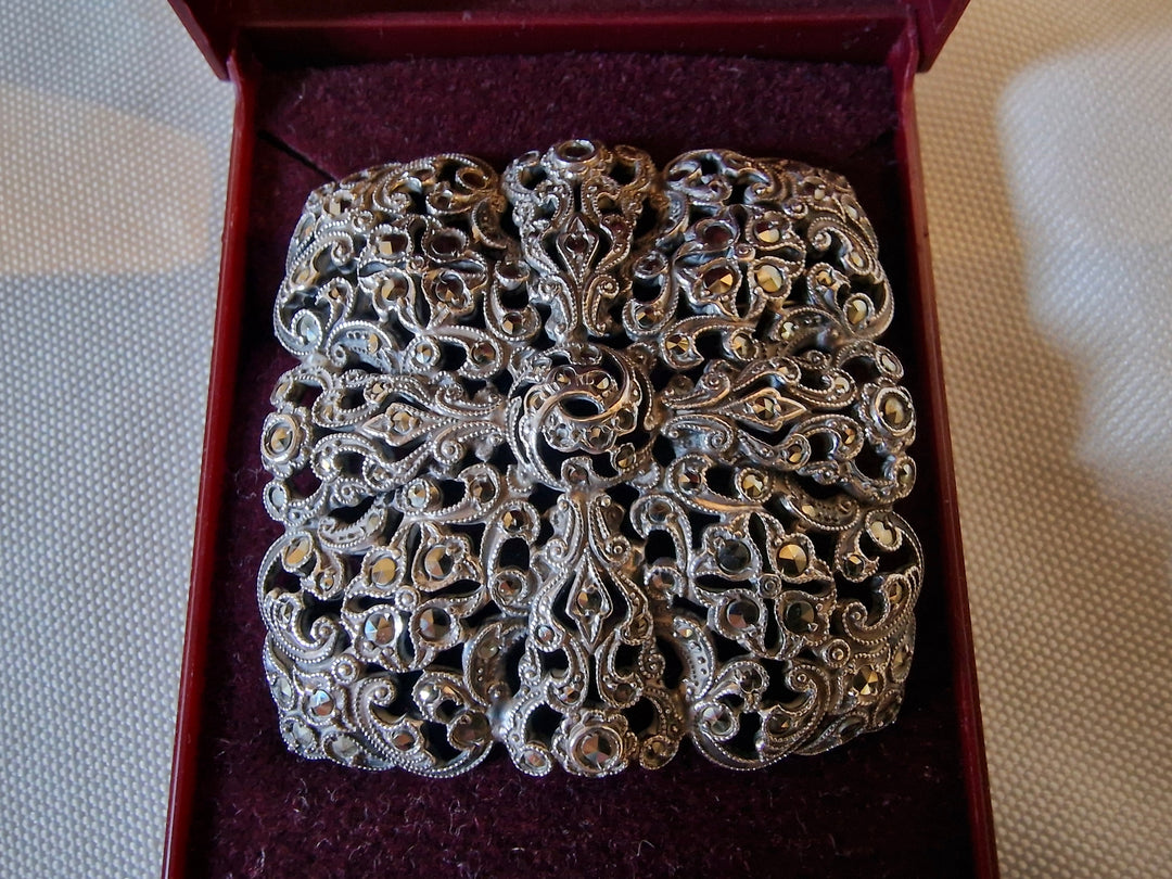 Marcasite Brooch Tested Silver