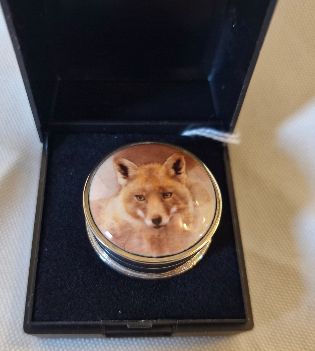 Sterling Silver & Enamelled Fox Pill Box