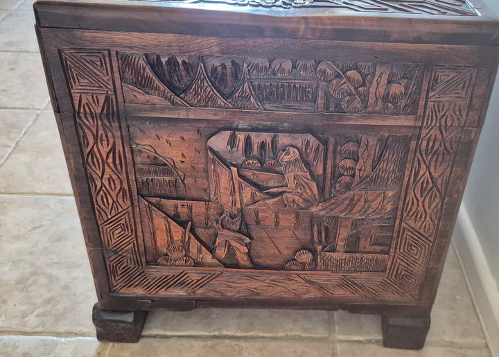 Extensively Carved Chinese Camphor Box