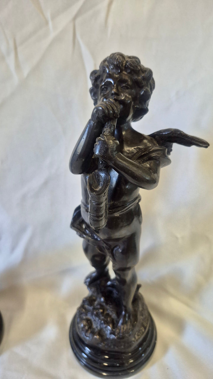 Pair Of Bronze Putti Statues