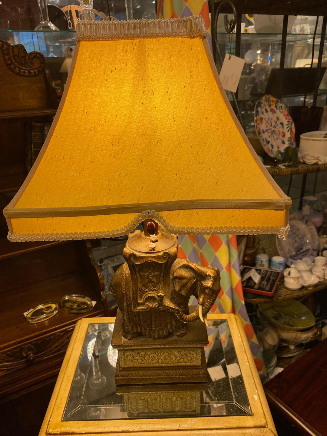 Elephant Lamp On Decorative Base