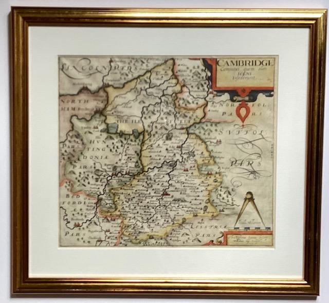Early Original Copperplate Engraved Map of Cambridgeshire