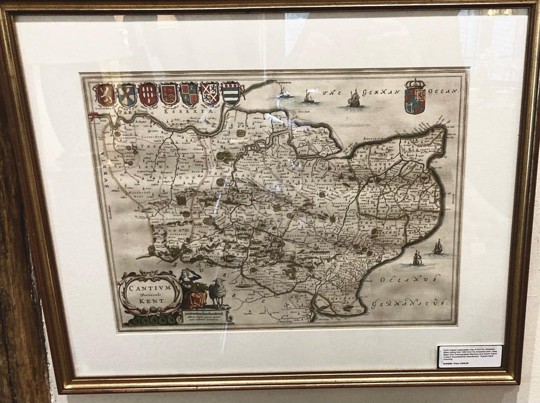Early Original Copperplate Map Of Kent