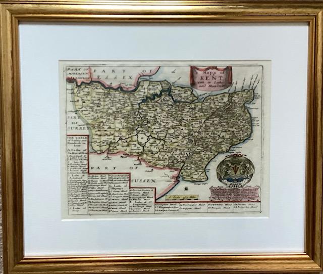 Early Copperplate Engraved Map Of Kent