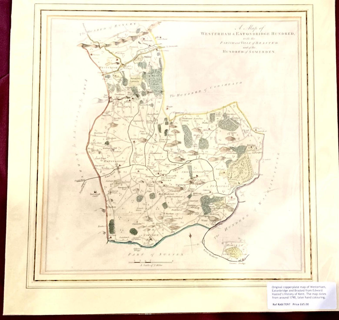 Original Copperplate Map Of Westerham, Eatonbridge