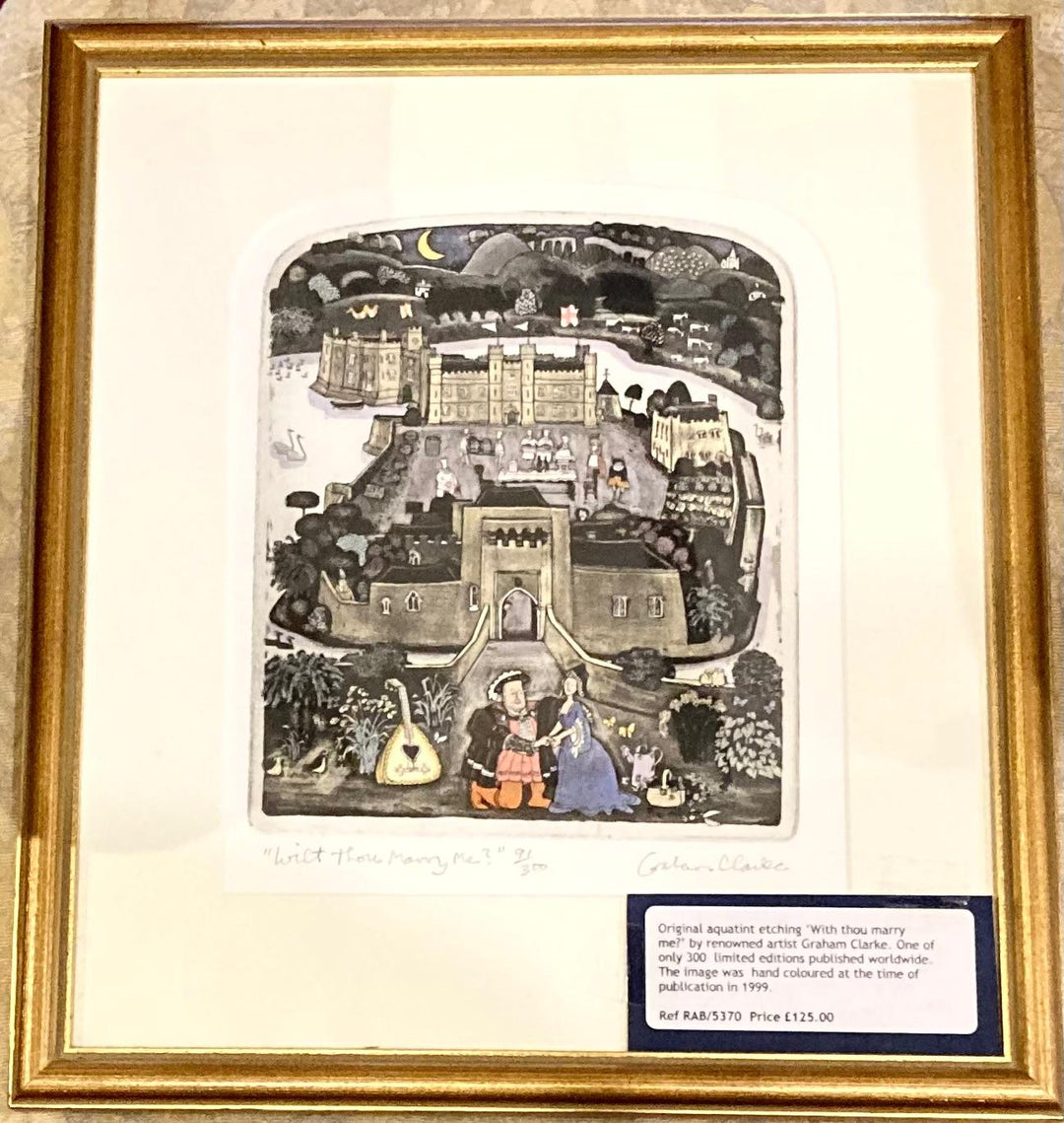 Original Aquatint Etching 'With Thou Marry Me'