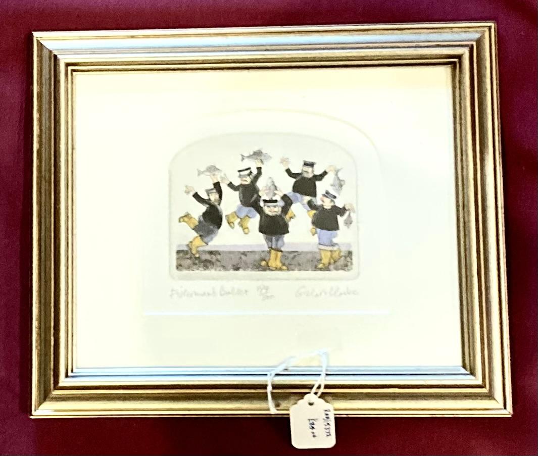 Original Aquatint Etching Fisherman's Ballet