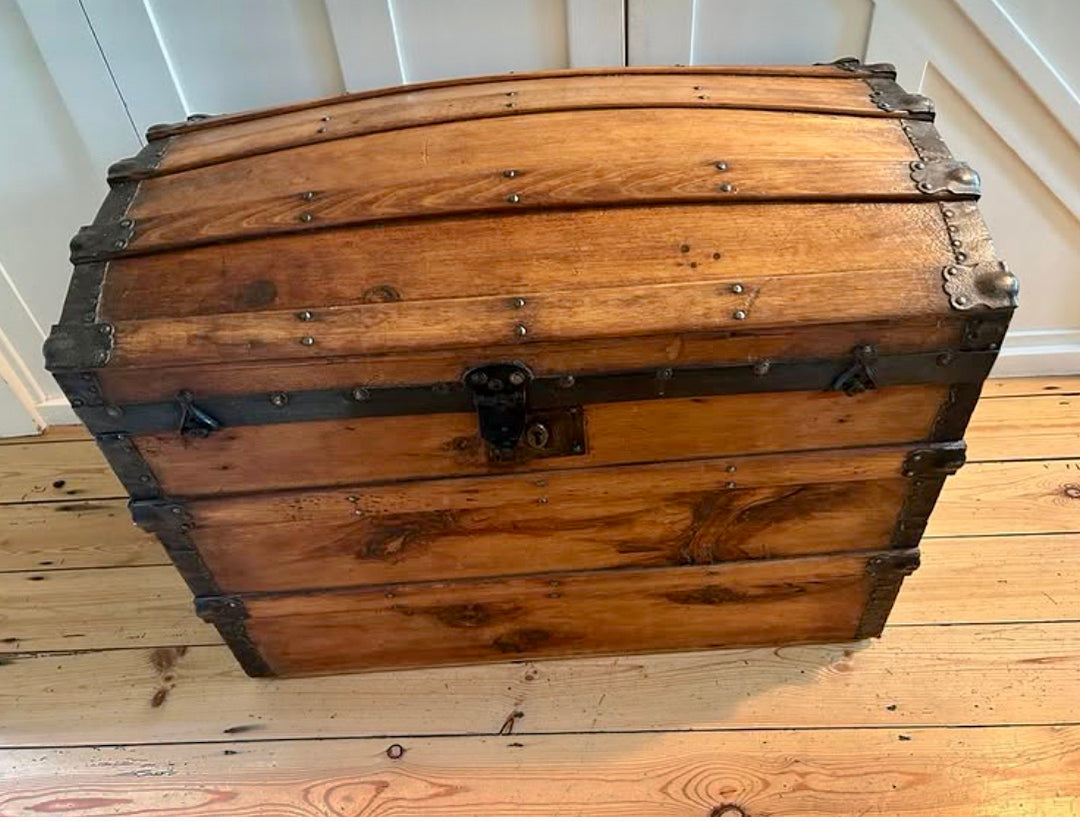 Early 20 Century Wooden Traveling Trunk