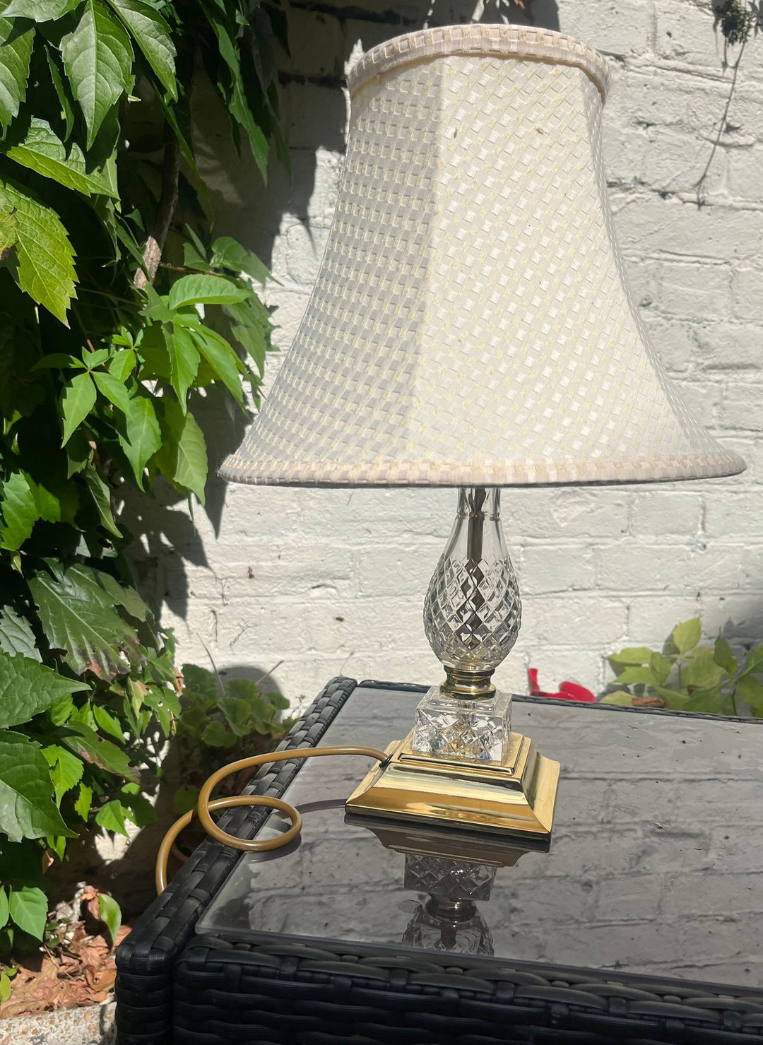 Cut Glass And Brass Table Lamp