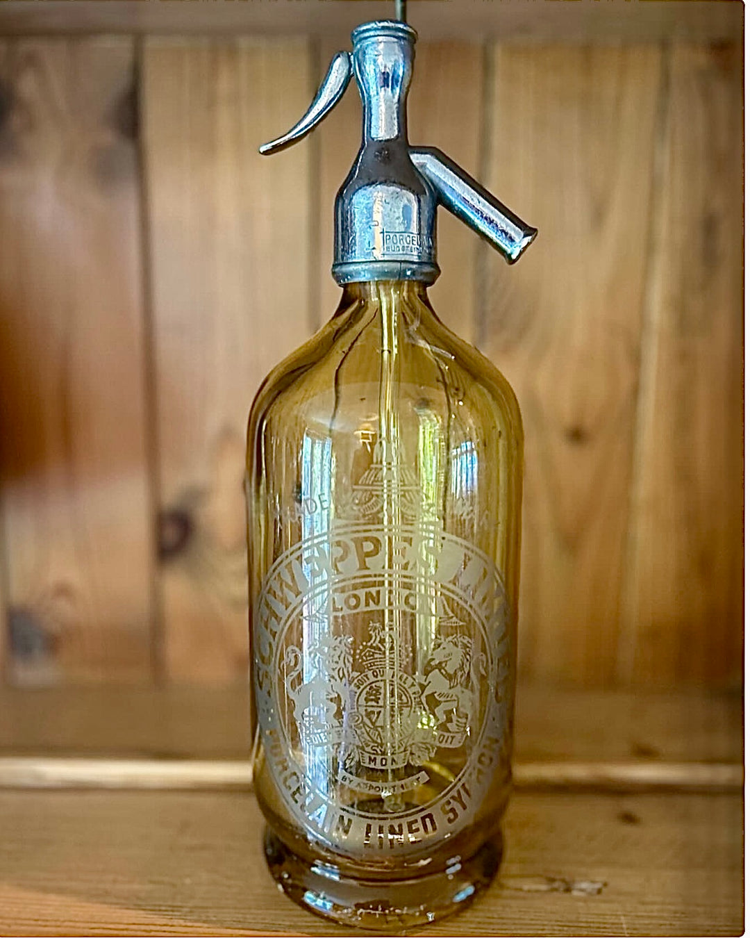 Vintage Schweppes Amber Glass Soda Siphon