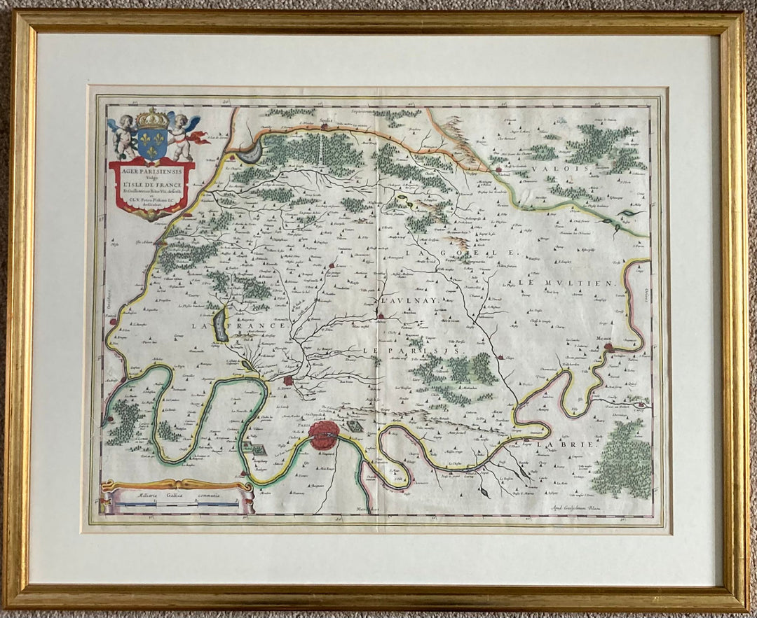 Ager Parisiensis. Original Copperplate Map
