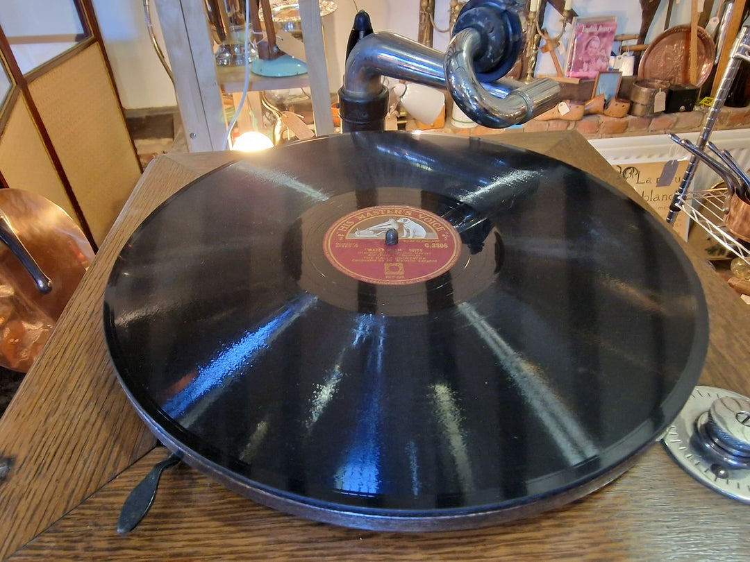 HMV Oak Table Top Gramophone