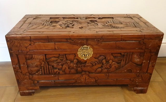 Small Chinese Carved Camphorwood Chest