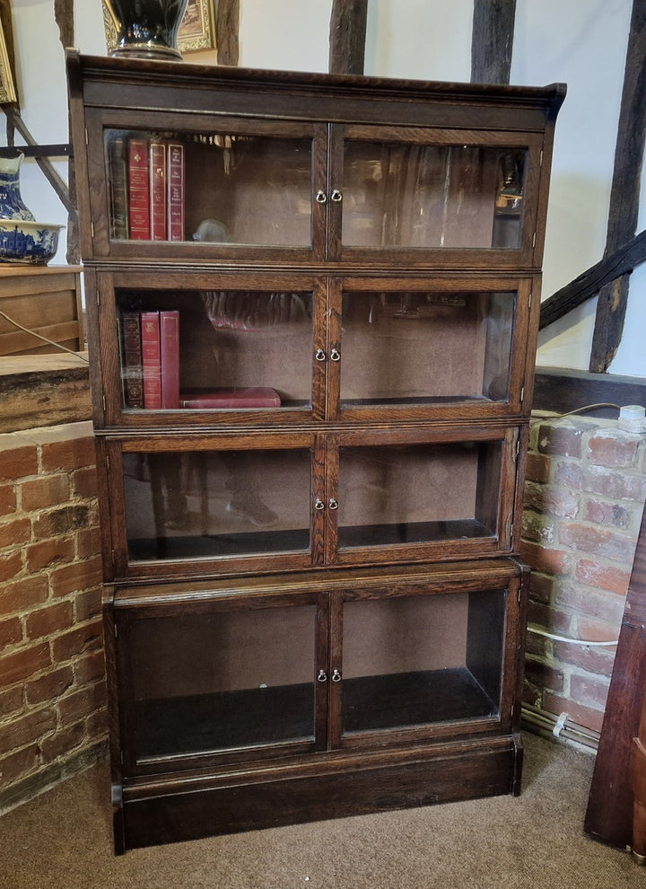 Four Section Oak Stacking Bookcase