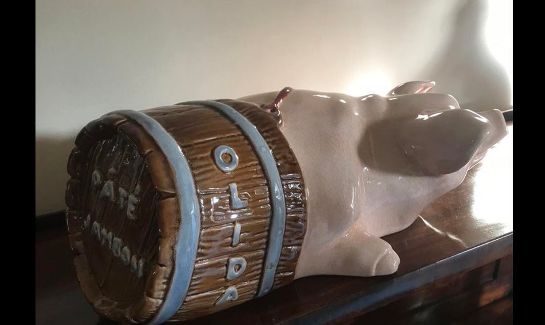 Vintage French Ceramic Olida Pate Jambon Advertising Pig