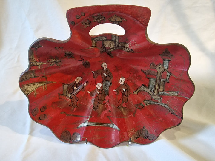 Rare Chinese Paper Mache Shell Shaped Tray