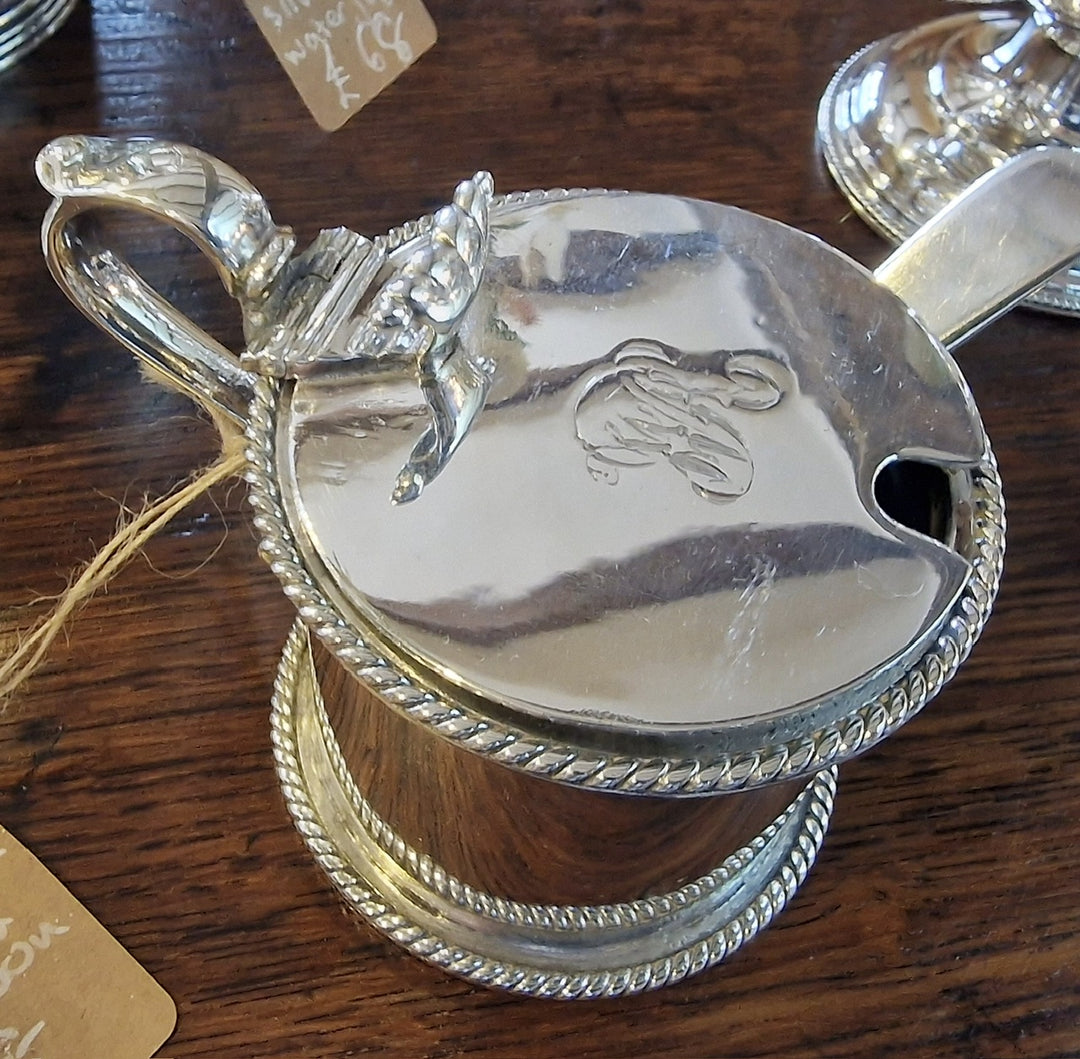 Silver Plated Mustard Pot & Spoon