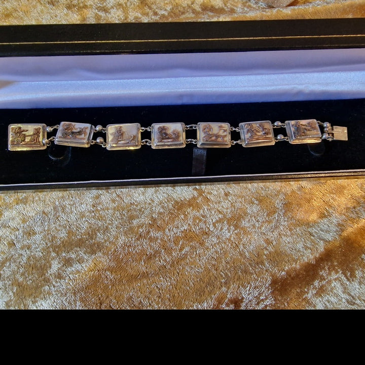 Antique Silver & Shell Cameo Bracelet
