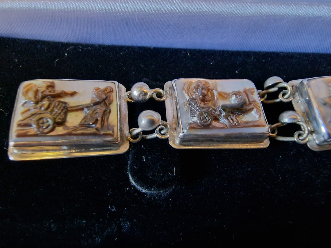 Antique Silver & Shell Cameo Bracelet