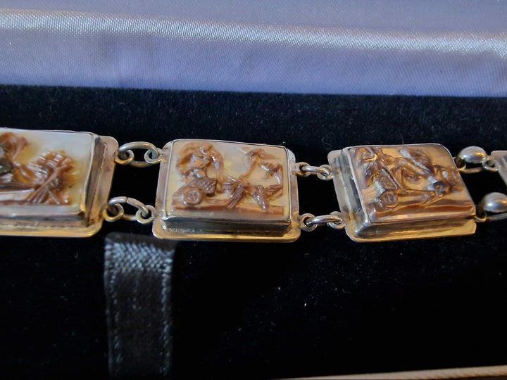 Antique Silver & Shell Cameo Bracelet