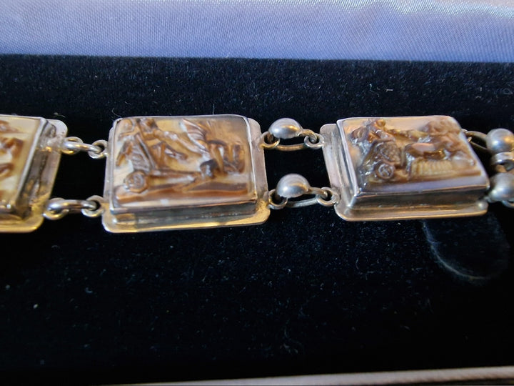 Antique Silver & Shell Cameo Bracelet