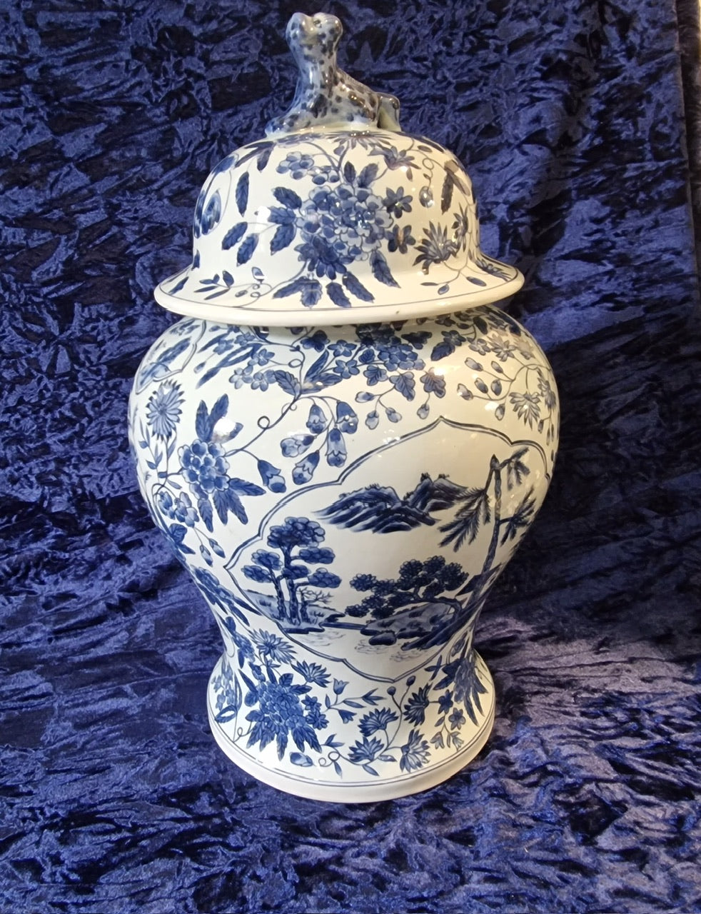 Large Blue And Wh Ginger Jar