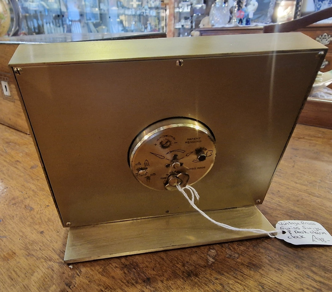 Vintage Brass Swiss Desk Alarm Clock