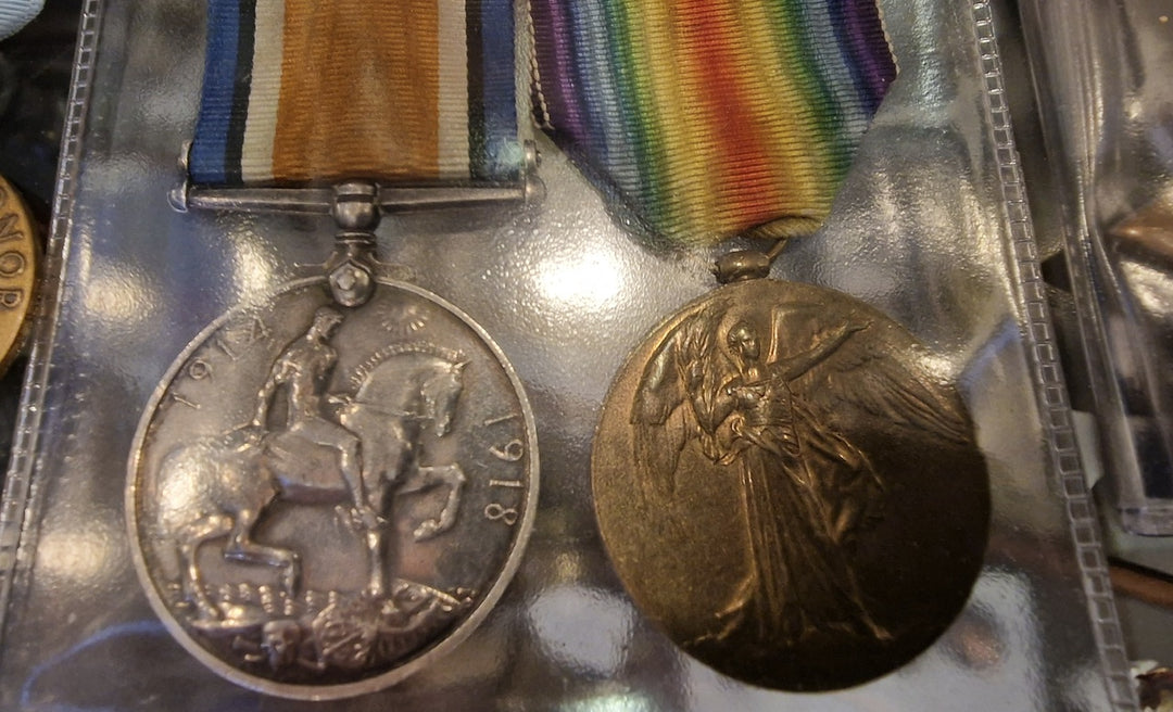 East Kent Regiment Medals & Index Card Silver War Badge