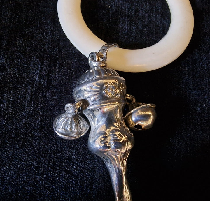 Antique Silver & Mother Of Pearl Rattle