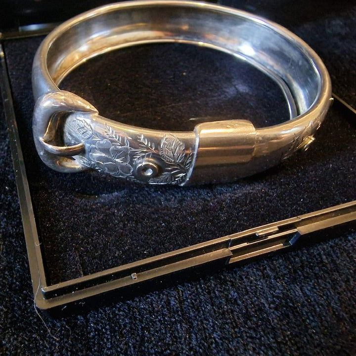 Victorian Silver Buckle Bangle Marked 800