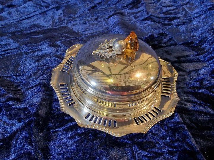 Antique Epns Lidded Dish With Thistle Embellishments