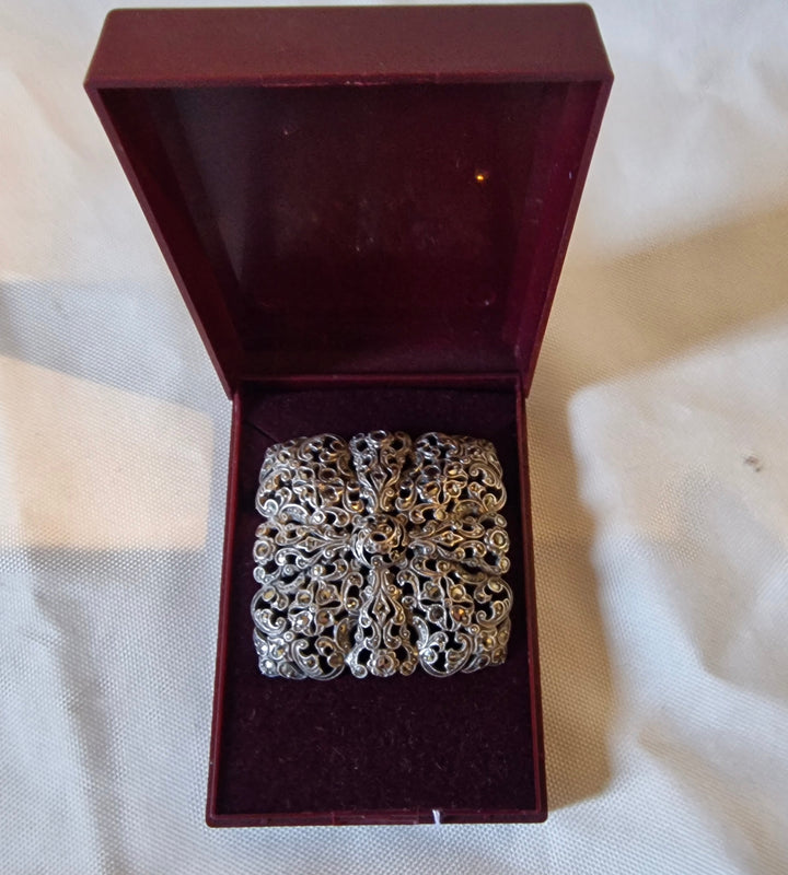 Marcasite Brooch Tested Silver