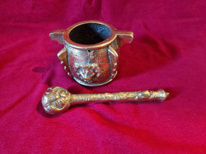 Antique/Vintage Heavy Brass Pestle & Mortor