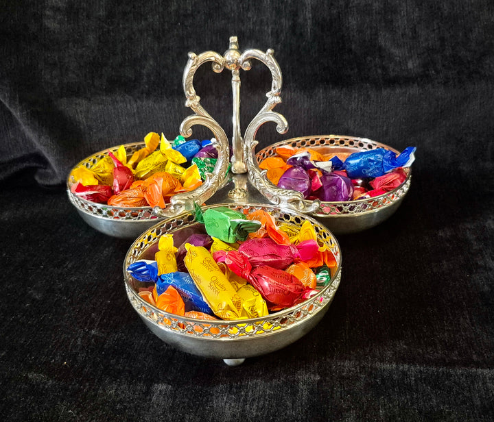 Victorian Silver Plated Tri Bon Bon Dish