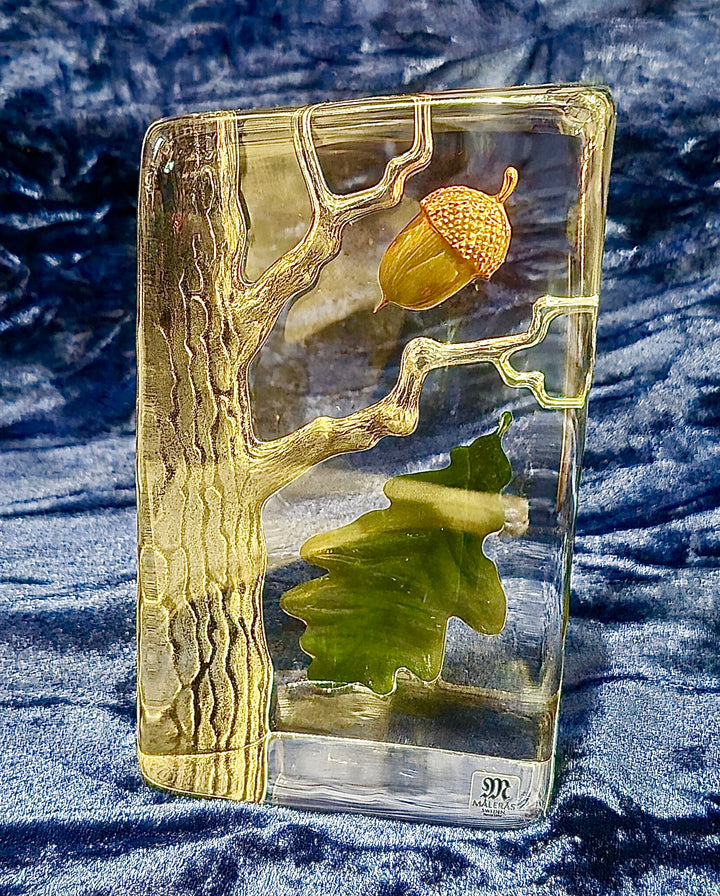 Mark Jonnson Sweden Oak Tree Crystal Glass Sculpture