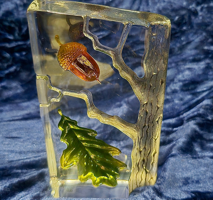 Mark Jonnson Sweden Oak Tree Crystal Glass Sculpture
