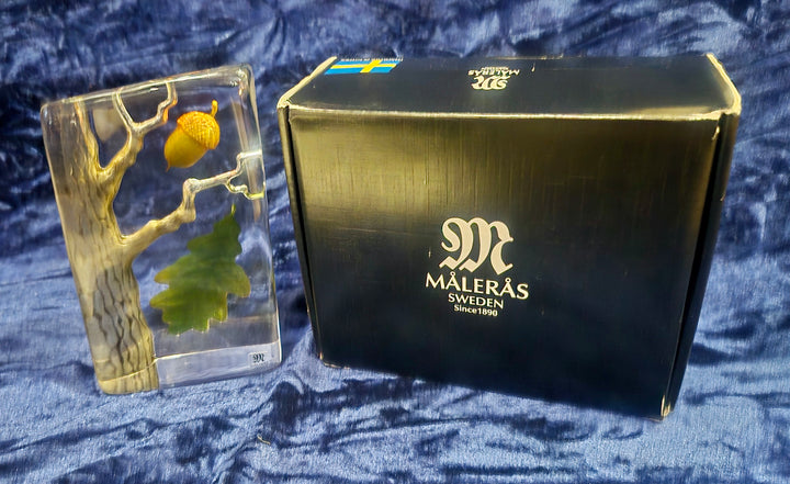 Mark Jonnson Sweden Oak Tree Crystal Glass Sculpture