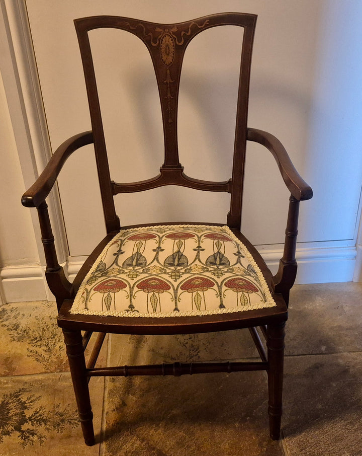 Art Nouveau Inlaid Mahogany Chair