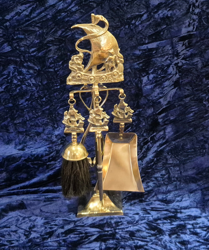 Antique Brass Viking Fireside Set