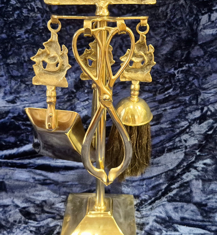 Antique Brass Viking Fireside Set