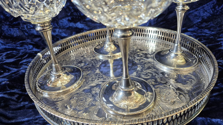4 Italian EPNS &amp; Crystal Glasses