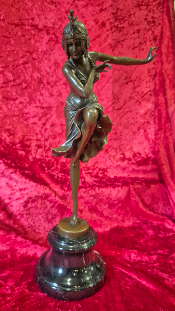 Bronze Art Deco Style Cauciuile Lady