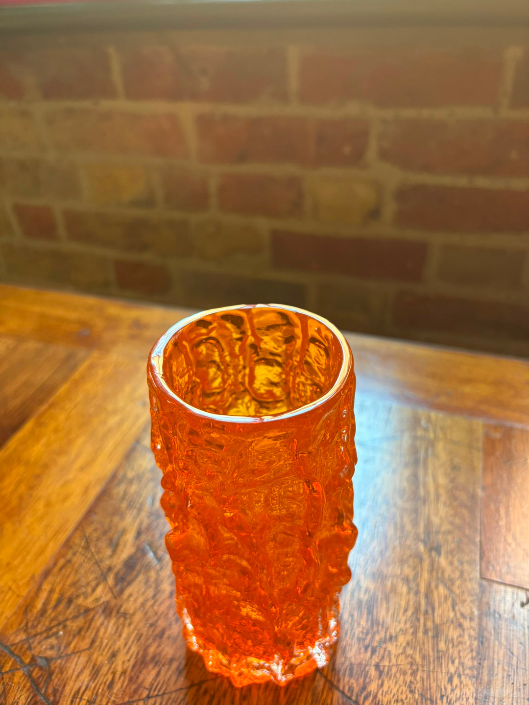 Whitefriars mid-century 9689 tangerine bark vase.