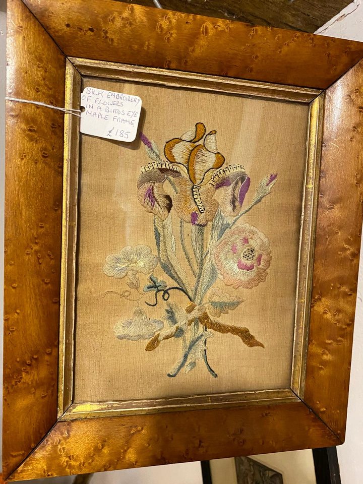 Silk Embroidery Of Flowers