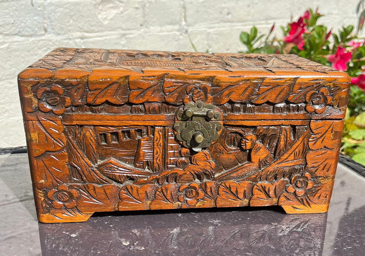 Hand Carved Camphor Wood Trinket Box