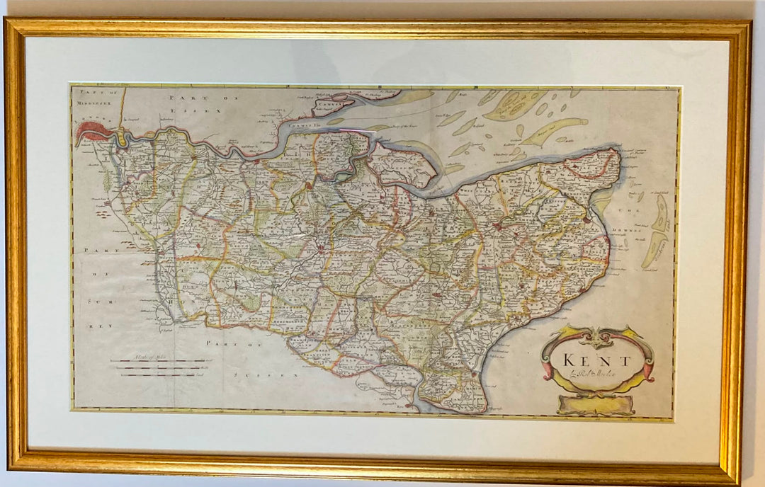Original copperplate engraved map of Kent by Robert Morden dating fro1695