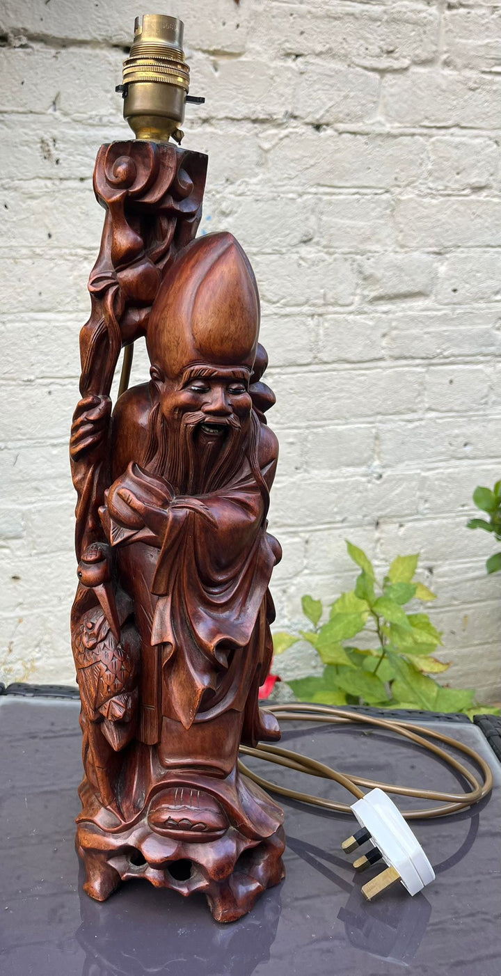 Carved Hardwood Lamp