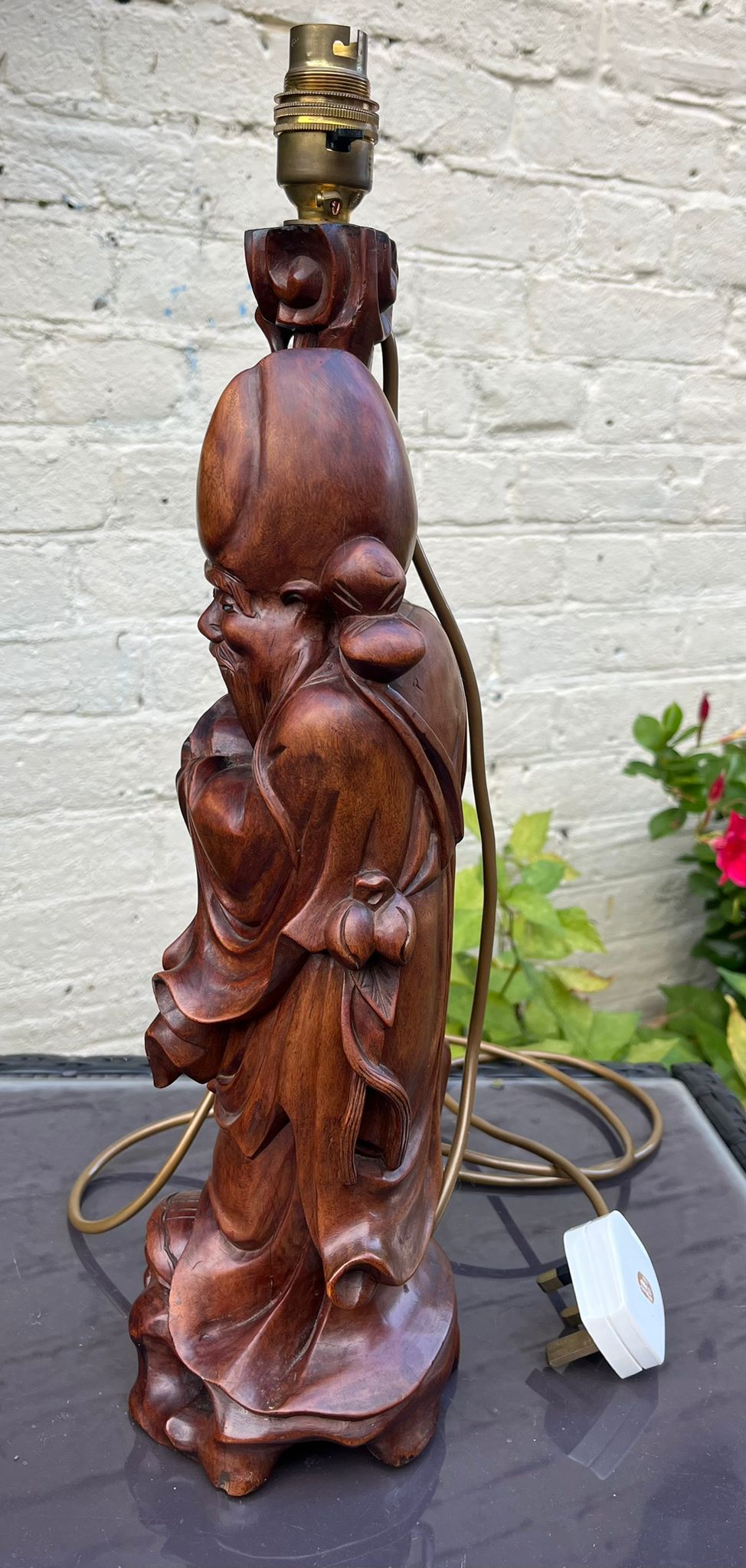 Carved Hardwood Lamp