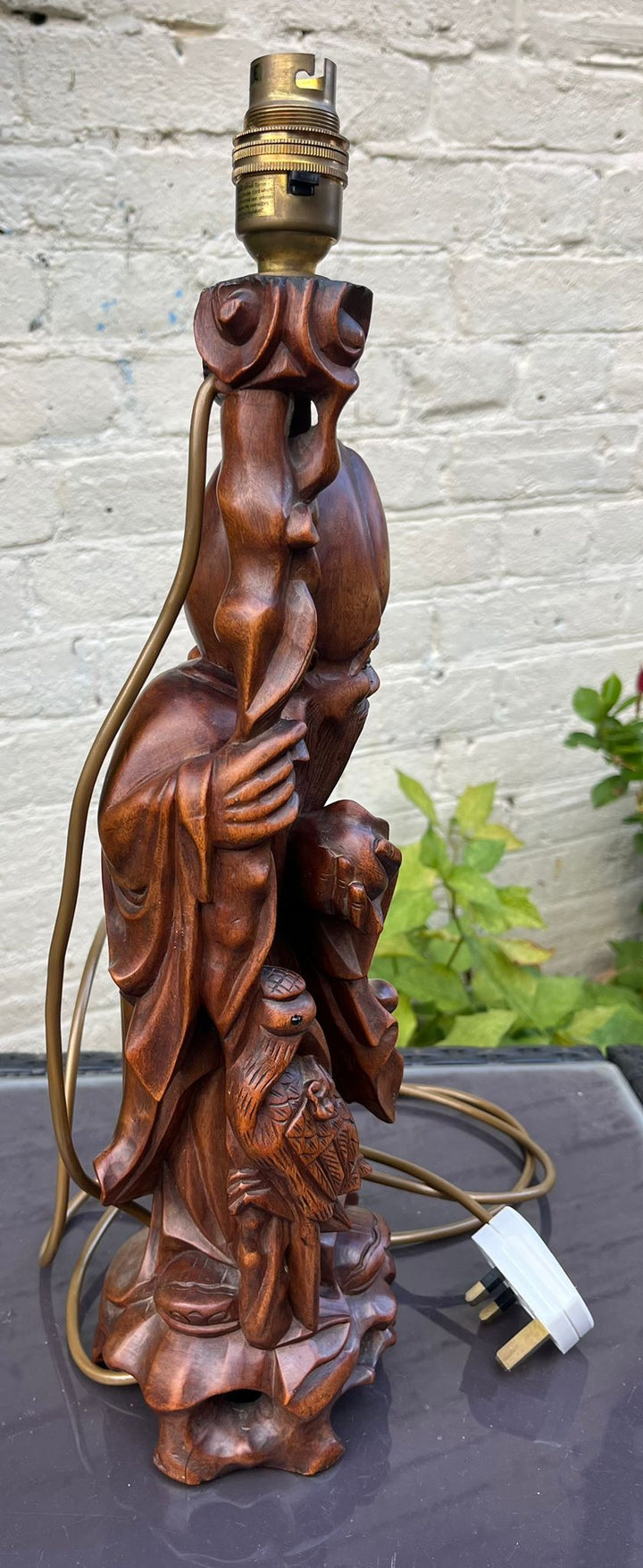 Carved Hardwood Lamp
